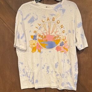 Billabong White and Blue Tie-Dye Tee